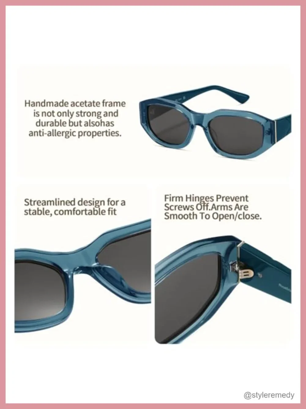 Cat Eye Polarized Sunglasses UV400 Acetate Frame for Driving Hiking Travel